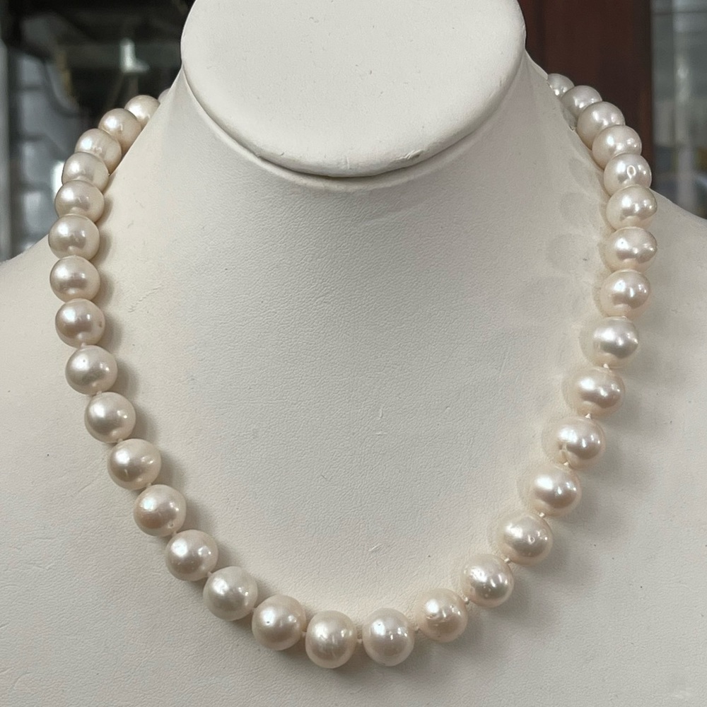 High quality cultured freshwater 11 mm pearl solid sterling silver necklace